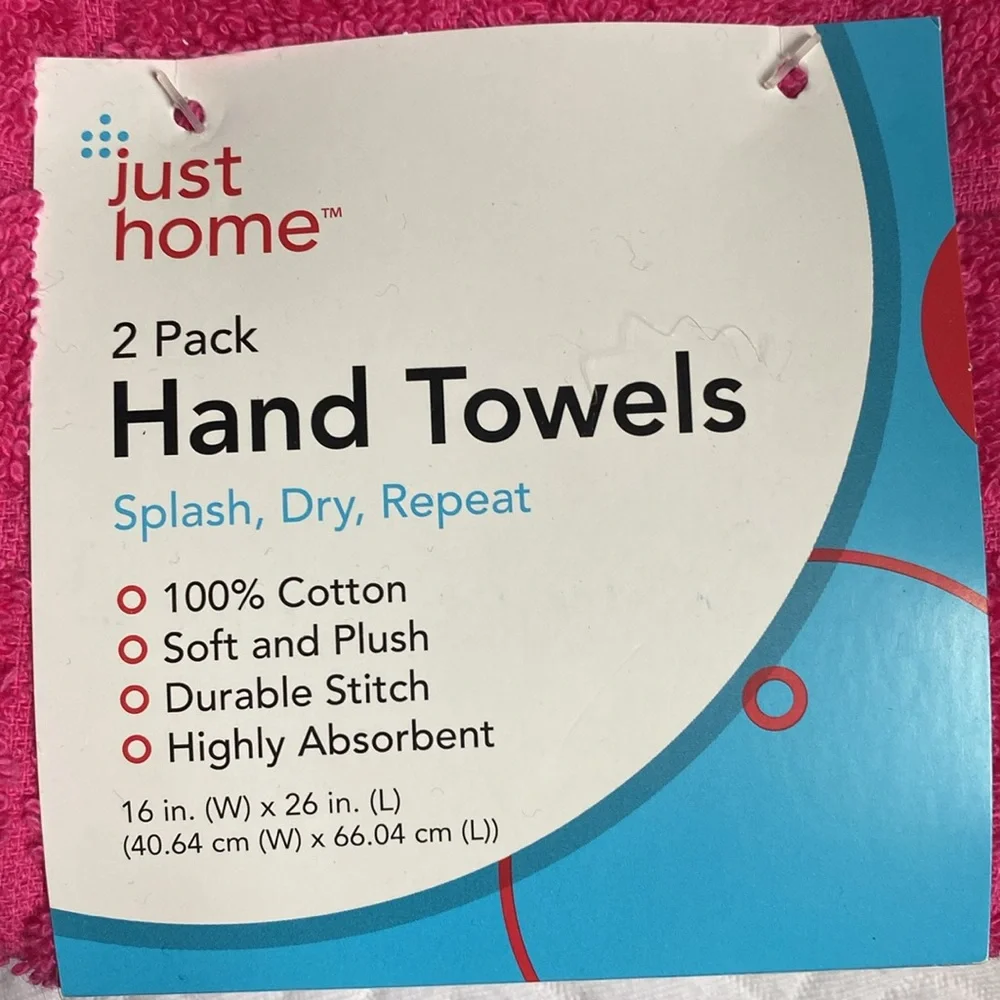 NWT two sets of 2 hand towels in navy and pink! 100% cotton! Smoke/pet FREE Home